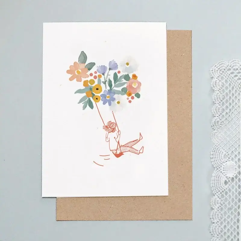 sødt kort med blomster